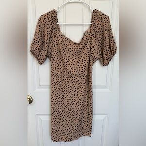 Sadie & Sage Tan Polka Dot Cheetah Dress
